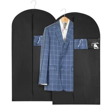 Imagem de Bolsa de tecido de 106 cm - Pacote com 2 sacos de armazenamento de roupas pendurados para armário ou viagem - protetor de terno, vestido, vestido e casaco com zíper e janela - Capas de vestuário sem