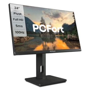 Imagem de Monitor PCFort T2422 24" 100hz Led Full HD - HDMI - VGA - PIVOT com ajuste de altura