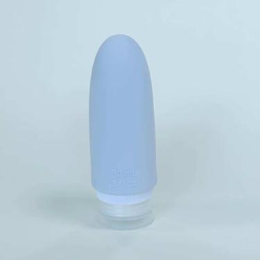 Imagem de Lungmate Garrafa de artigos de higiene de viagem, artigos de higiene pessoal de silicone de 85 g, recarregável, à prova de esmagamento (azul)