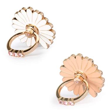 Imagem de Suporte de anel de dedo, pacote com 2 unidades de luxo com glitter diamante universal para iPhone 16/15/14/13/Pro Max, Galaxy S24/S23/S22 Ultra, suporte de anel de dedo para todos os smartphones (flor