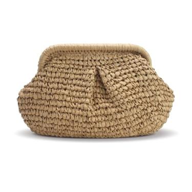 Imagem de Bolsa tiracolo versátil de verão de praia elegante de palha para mulheres, itens essenciais de férias, bolsa de ombro elegante de vime, Marrom, Small/Medium