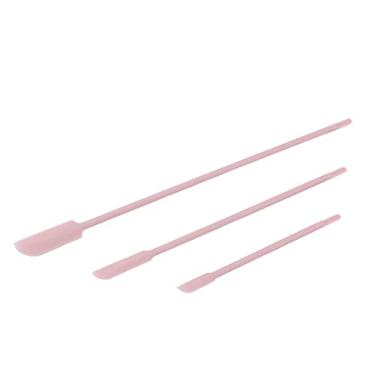 Imagem de Espátula de silicone raspador dupla face design de inodoro fácil limpeza ferramenta cosmética para esmalte tonificação máscara de beleza mexendo 3 peças conjunto (Rosa)