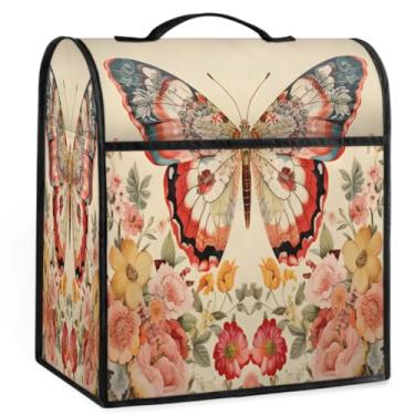 Imagem de Kitchen Aid Mixers Cover Butterfly Vintage Peony para batedeira de 6 a 8 quartos com bolso com zíper para auxílio de cozinha capas de armazenamento capas de utensílios de cozinha para batedeira de