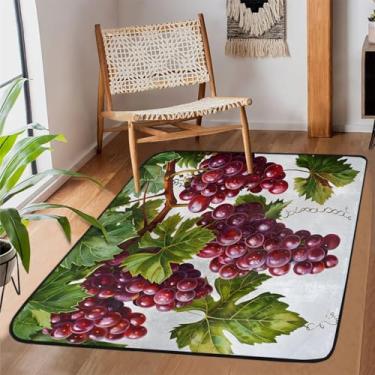 Imagem de Tapete antiderrapante para sala de estar, sala de estar, lavável à máquina, aquarela, folhas de uva, tapete antiderrapante, tapete macio para sala de estar, quarto, sala de jantar, berçário, cozinha