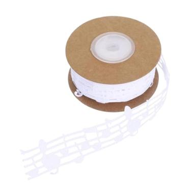 Imagem de Esquirla Fita com notas musicais, 9 metros, cor sólida, para embalagens de presentes, buquês de inverno, enfeites de roupas e acessórios, Branco