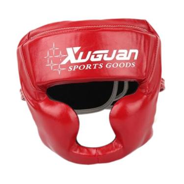 Imagem de rockible Boxing Chapare a testa e proteção da orelha engrossam a tampa da face da engrenagem da cabeça para lutar com lutas de luta de kickboxing, Vermelho, S
