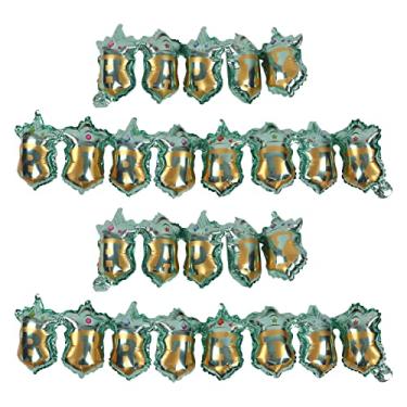 Imagem de Balões de feliz aniversário, coroa brilhante, folha de alumínio, balão redondo, bandeira, decorações para festa, teto de parede, decoração interna e externa, 4 pacotes (Verde)