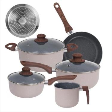 Imagem de Jogo Completo Matera 5 Panelas Aluminio Revestimento Cerâmico Indução 