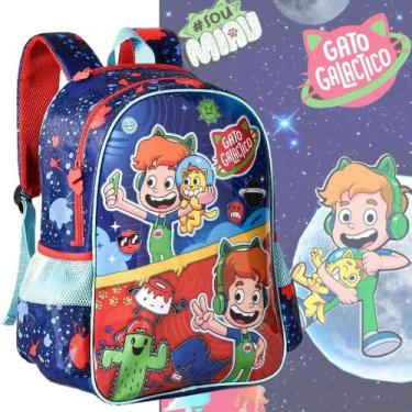 Imagem de Mochila Escolar Gato Galáctico Costas Linda Reforçada - Clio