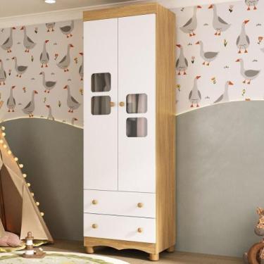 Imagem de Guarda-roupa Infantil 62cm 2 Portas com Vidro e 2 Gavetas Luna Multimó