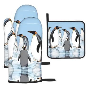 Imagem de Penguin – Conjunto de cozinha essencial com 3 peças, luvas resistentes ao calor e aderência da tampa, proteção para churrasco no forno, design de armazenamento suspenso.