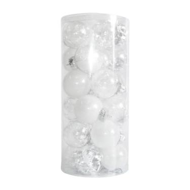 Imagem de MotiveTech 24x Bolas de Natal Enfeites Decoração de Árvore de Natal Bolas Penduradas Bolas Transparentes Enfeites de Natal para Festivais Sazonais, branco, Tamanho real
