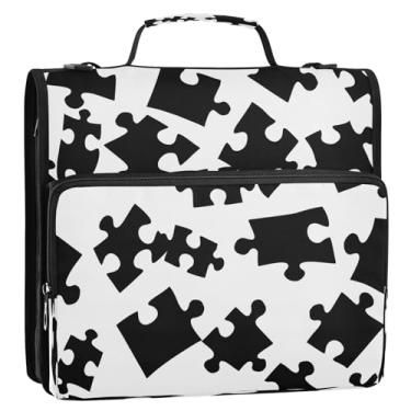 Imagem de Wassud Fichário preto com 3 anéis com alça de ombro e alça de vários bolsos, organizador de pastas de arquivos expansíveis