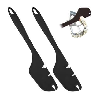 Imagem de Pacote com 2 espátulas de silicone, batedeira, raspador, compatível com acessórios de batedeira KitchenAid, funciona em batedores planos, batedores, ganchos de massa (preto)