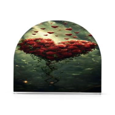 Imagem de Qilmy Porta-guardanapos rosa corações vermelhos dia dos namorados para mesas - porta-guardanapos para cozinha, porta-guardanapos de mesa, porta-guardanapos de coquetel, porta-guardanapos moderno