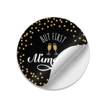 Imagem de Adesivos Redondos Ano Novo 25 Unidades Mimosas Douradas para Festas - Tamanho 50x50cm