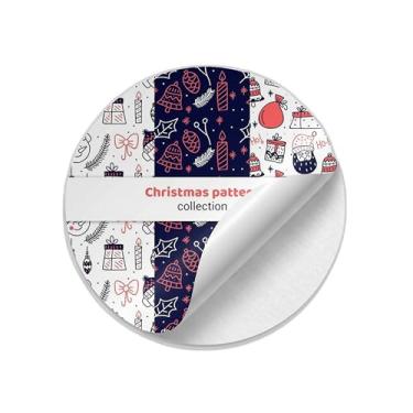 Imagem de Adesivos Natalinos Redondos 25 Unidades Estampa Criativa - Tamanho 85x85cm