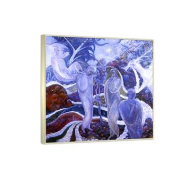 Imagem de RYLJCZ Reprodução de pinturas famosas de Albert Bloch - (Noite de verão) Impressão em tela Arte de parede para decoração de sala de estar (40 x 40 cm (15,8 x 15,8 pol)/molduras de champanhe)