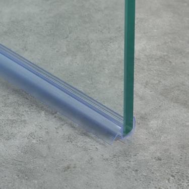 Imagem de YTSAHSTT Vedação inferior de porta de chuveiro sem moldura para vidro de chuveiro de 10 mm de espessura, varredura de chuveiro de 91 cm de comprimento com trilho de gotejamento, material de vinil, cor