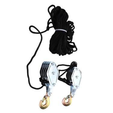 Imagem de Cryfokt de Polia de Talha de Corda, 4 Rodas 20m Corda 8:1 Potência de Elevação 4400lbs Bloco de Polia de Resistência à Ruptura e de Equipamento para Elevação e Tração para Armazém de