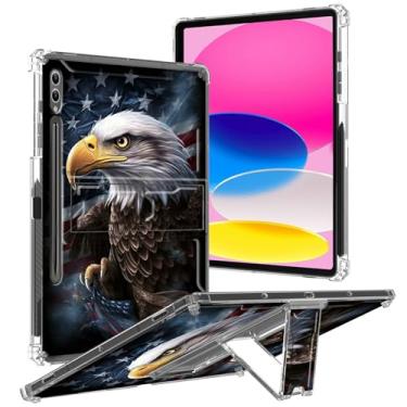 Imagem de Capa para Samsung Galaxy Tab S9 Plus 12,4 polegadas 2023 com suporte e suporte para caneta, capa transparente de TPU à prova de choque para tablet Galaxy Tab S9+ SM-X810/X816B/X818U, America Eagle