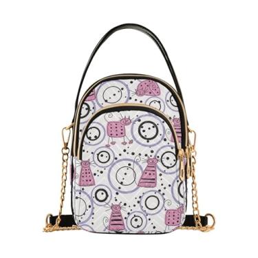 Imagem de Joisal Bolsa tiracolo de viagem com folhas de bananeira para mulheres, antifurto, bolsas femininas modernas, bolsa carteiro transversal, Gato com ponta ondulada, 15*21*8cm