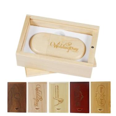 Imagem de Pen drive USB de madeira personalizado, pen drive de madeira personalizado com embalagem opcional para lembrancinhas de casamento, presentes de negócios, eventos corporativos, brindes promocionais