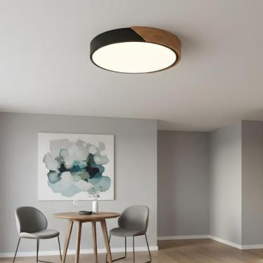 Imagem de Luminária Plafon Led Sobrepor Redondo Madeira Sala Quarto Banheiro Cor