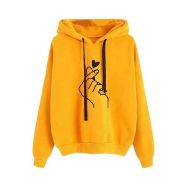 Imagem de Moletom De Cor Sólida Com Capuz, Manga Longa, Cordão E Bolsos, Moda Co