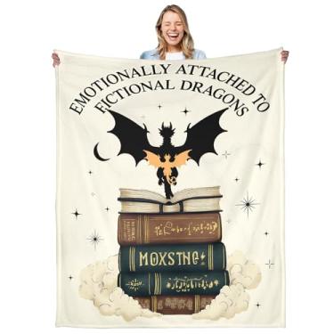 Imagem de Cobertor de dragão de 127 x 152 cm, cobertores de livro de asa de dragão para adultos mulheres e homens, cobertor de livros fictícios de dragões, presente de romance de fantasia, cobertores de livros