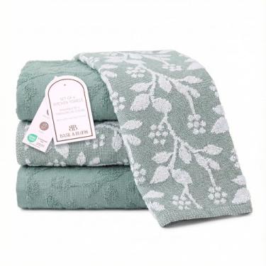 Imagem de MosJos Toalhas de cozinha, toalhas de mão de algodão floral azul e branco pacote com 4 panos absorventes de secagem de mão, 18 x 28 toalhas de cozinha