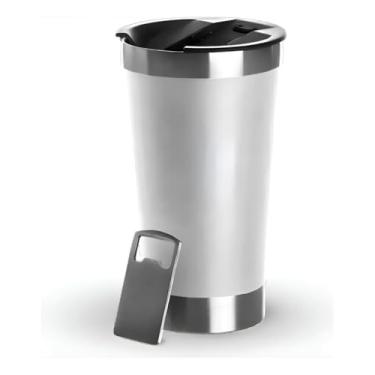 Imagem de Copo Térmico Inox para Cerveja e Café, 473ml, Aço Inoxidável, Isolamento Térmico, Portátil COR BRANCO