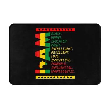 Imagem de SLNFDKND I Am Black History Month Capacho de entrada interna ao ar livre tapetes de boas-vindas 40,6 x 61 cm tapetes para cozinha, quarto, banheiro