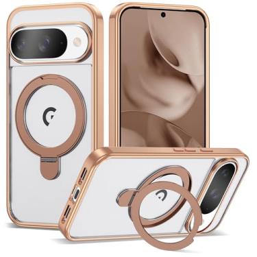 Imagem de VIJISEA Capa compatível com Pixel 9/9 Pro com suporte de anel magnético, [compatível com Mag-Safe], capa protetora à prova de choque para Google Pixel 9/9 Pro de 6,3 polegadas para mulheres e homens