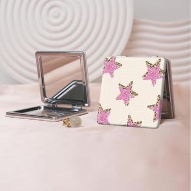 Imagem de Y2K Espelho de maquiagem portátil estilo milenar, mini espelho de maquiagem portátil dobrável, espelho de contorno quadrado compacto de dupla face, adequado para todos em várias ocasiões