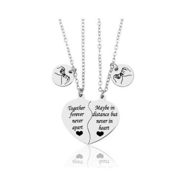 Imagem de Colares De Coração Pink Promise Para Casais Em Aço Inoxidável, Joias P