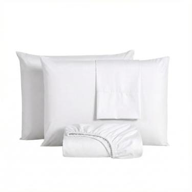 Imagem de Jogo de Lençol Casal Padrão 400 Fios 100% Algodão 3 Peças - Branco