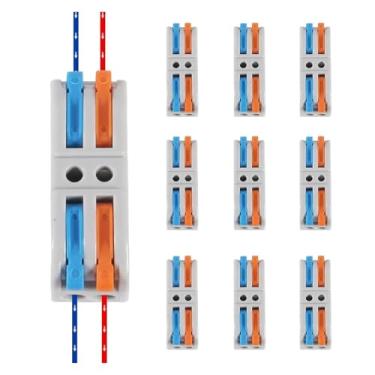 Imagem de ROUPWKWO 10 peças de conectores de alavanca, conectores de fio rápido 2 em 2 saídas, porcas de alavanca elétrica, conectores de fio push-in terminal condutor
