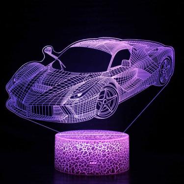 Imagem de Luz noturna LED 3D: carros esportivos que mudam de cor para crianças