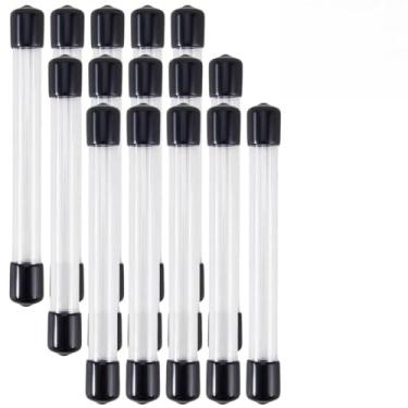 Imagem de CREATCABIN 15 peças tubo de incenso transparente tubo de armazenamento com adesivo plástico 12 cm transparente coluna transparente tampa recipiente suportes protetores para conserva incenso aroma