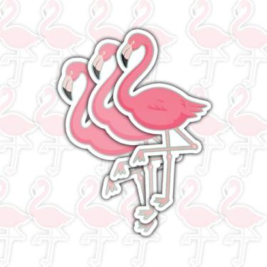 Imagem de 3 peças de adesivos de flamingo rosa, decalque estético bonito de flamingo para laptop, garrafa de água, telefone, janela, capacete, adesivos cortados à prova d'água
