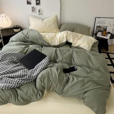 Imagem de Conjunto de cama bicolor para todas as estações, capa de edredom confortável em algodão macio e agradável à pele, 2, 1,5 m, conjunto de 4 peças B