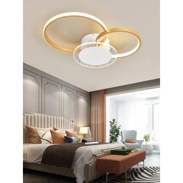 Imagem de Luminária de teto LED SSHIRUIYI, dimerizável, circular, com controle remoto, em acrílico, moderna, para sala de jantar, cozinha e quarto (dourada, 45,5 cm).