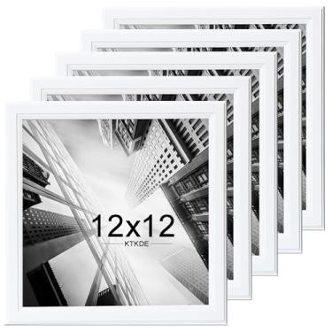 Imagem de KTKDE Conjunto de 5 porta-retratos de 30,5 x 30,5 cm, madeira branca, para pendurar na parede, melhor moldura quadrada para fotos, pôsteres e impressões de arte
