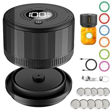 Imagem de Kit de Máquina Selagem Garrafas Mason Elétrica com Abertura Tampa Regular Boca Larga Display LED Sucção Sem Fio Recarregável Selador Utensílio Cozinha