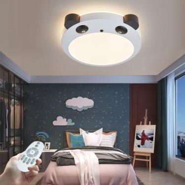 Imagem de Luminária de teto LED moderna com design de panda, dimerizável e com controle remoto. Lustre para quarto infantil, sala de estar, com cúpula de acrílico. Ideal para quartos de meninos e meni