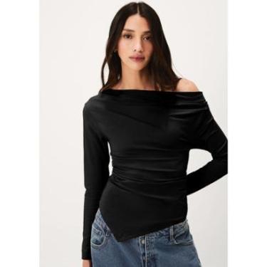Imagem de Blusa Feminina Manga Longa Assimétrica Em Malha Premium-Feminino