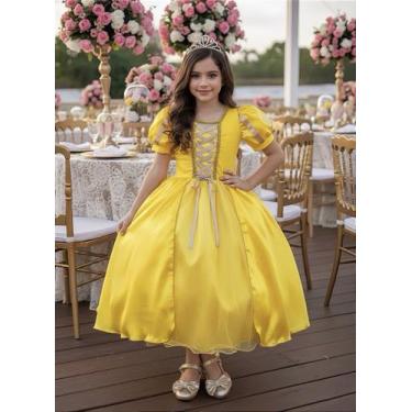 Imagem de Fantasia Infantil Princesa Bela e a Fera Amarelo para Festas e Eventos
