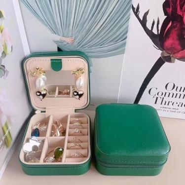 Imagem de Pequena caixa de joias deslumbrante, organizador de estojos de viagem, presentes personalizados, acessórios de joias para adolescentes, presente de Natal para mulheres, esmeralda (espelho)