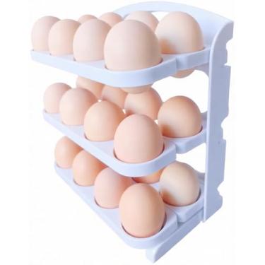 Imagem de Porta Ovos Organizador Dobrável 3 Andares | Capacidade para 24 Ovos | Compacto, Empilhável e Ideal para Geladeira, Cozinha e Despensa